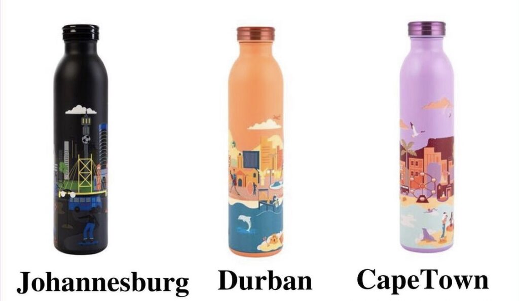 南アフリカのWoolworthの都市柄ステンレスボトル